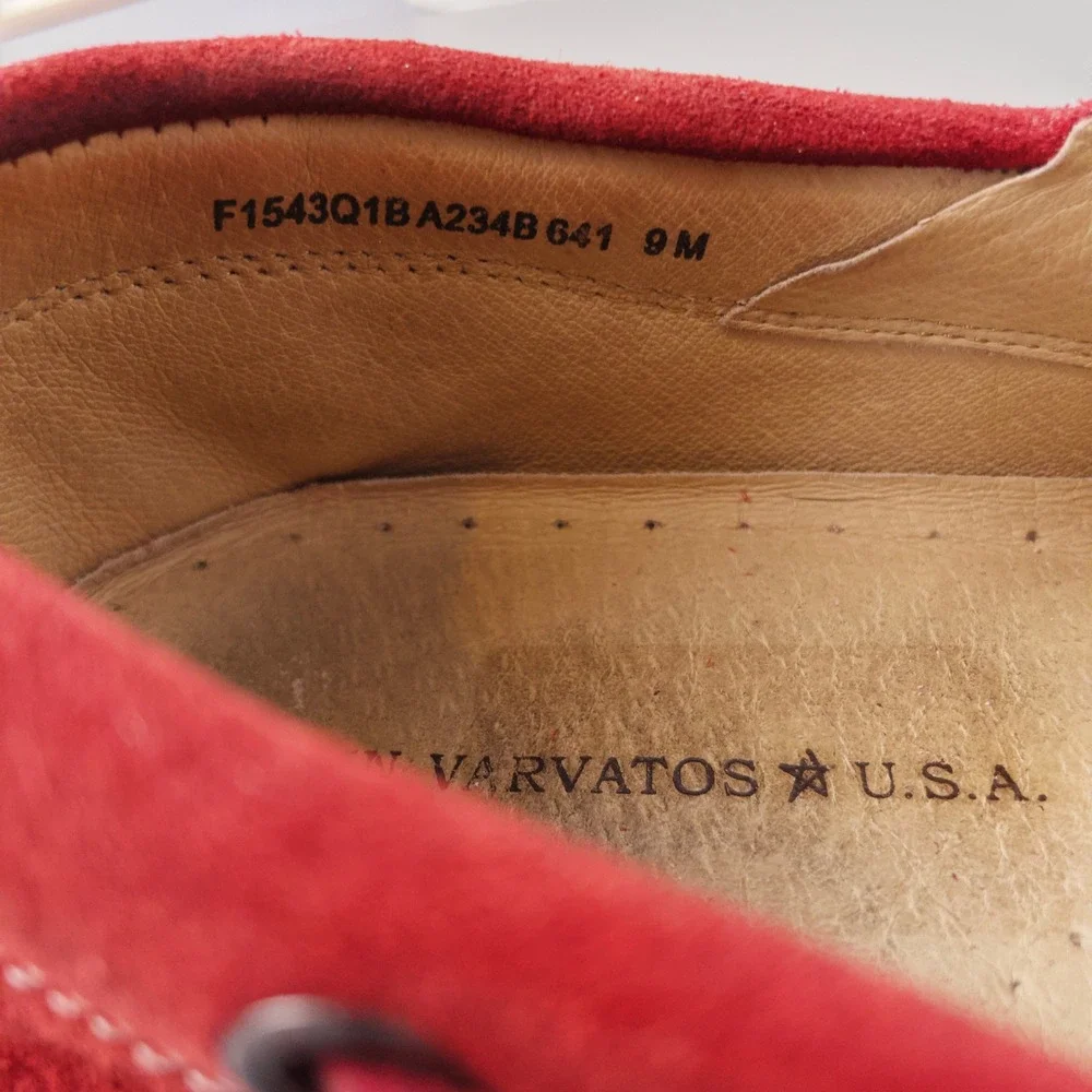 John Varvatos USA Schooner Boat Shoes Mens 9 Red Suede Moc Toe Slip On Preppy